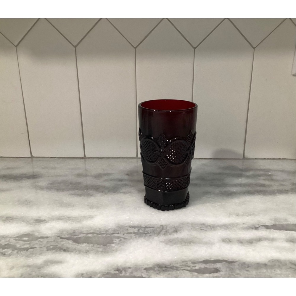 Vintage Avon 1876 Cape Cod Ruby Red 5.5" Drinking Glass Tumbler 12oz.